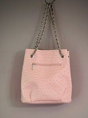 Geir Ness Laila Blush Faux Ostrich Tote Bag Chain Strap Norway Pavilion EPCOT